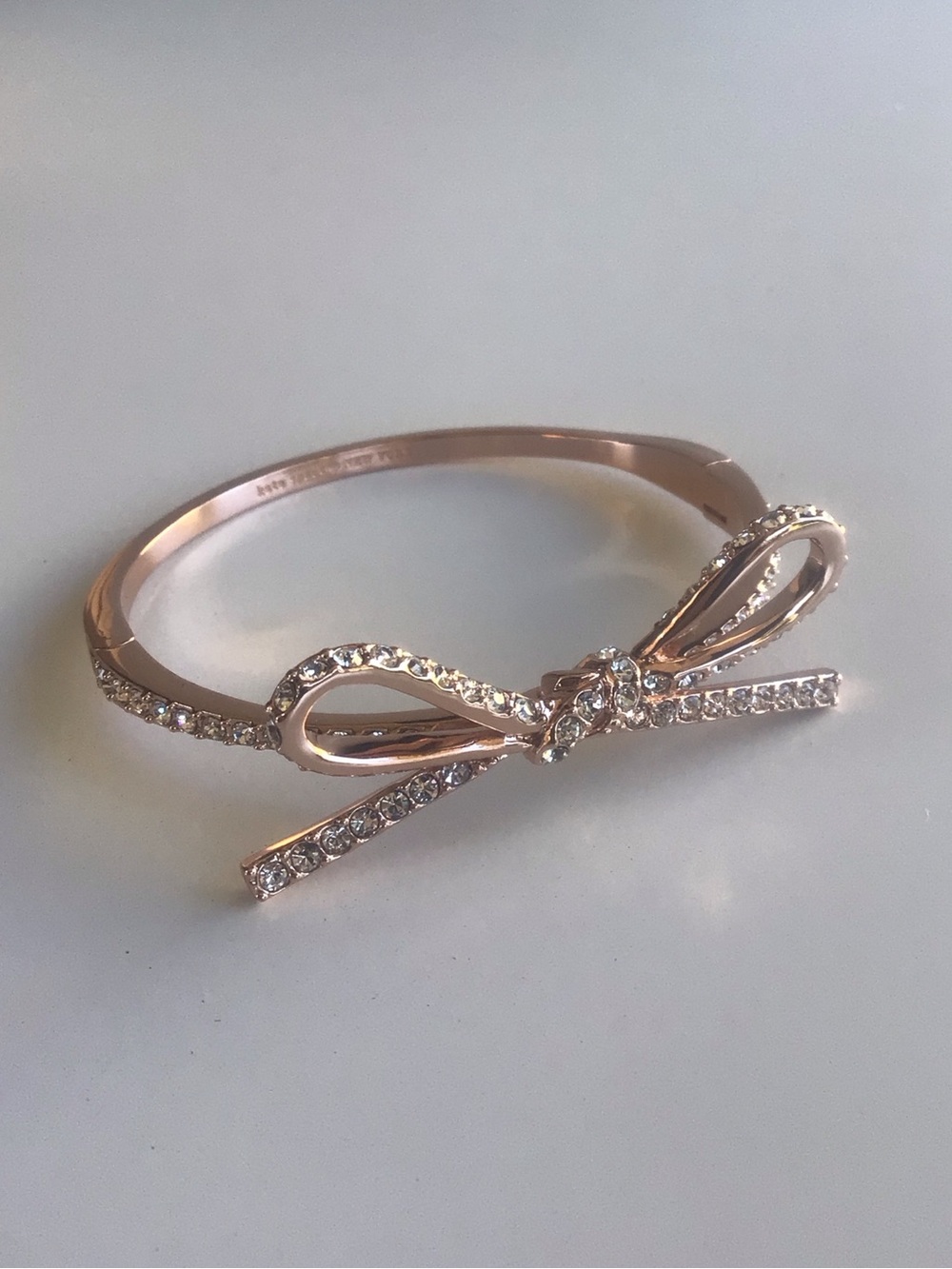 Kate spade bow rhinestone bangle rose gold bracelet